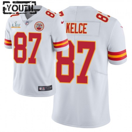 Maillot Enfant Kansas City Chiefs Travis Kelce 87 Nike Blanc 2021 Super Bowl LV